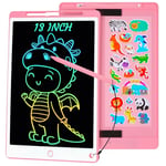 Damcyer Tablette Dessin Enfant, 13 Pouces Tablette D'Écriture LCD, Tablette Graphique pour Enfants avec Bouton de Suppression Et Interrupteur de Verrouillage pour Jeux pour 2 3 4 5 6 7 Ans, Rose