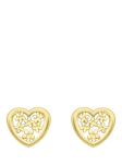 IBB 18ct Gold Flower Heart Stud Earrings, Gold