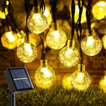 Joomer Guirlande Lumineuse Solaire, 13.8M 60 LED Boules Cristal Solaire Blanc Chaud, IP65 Guirlande Lumineuse Exterieur avec 8 Modes pour Jardin, Patio, Clôture, Mariage, Terrasse, Noël