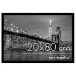 Americanflat Cadre Photo 120x80 cm en Noir - Bois D'ingénierie avec Verre Résistant aux Chocs et Matériel de Suspension - Formats Horizontaux et Verticaux pour Mur