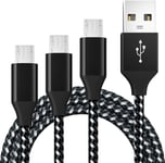 Câble Micro USB [2M/Lot de 3],câble micro paire mâle USB 2.0A,câble de charge rapide Android micro USB Vitesse de transfert de données 480Mbps,compatible avec Samsung Galaxy S7 S6,Sony,LG