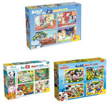 LISCIANI - LOT 3 Puzzles Double Face - Bluey MAXIFLOOR + Disney Classiques + Mickey Mouse - 4x48 Pièces Chacun - Verso à Colorier - Jeu Éducatif Enfants 3-4+ Ans - Puzzle Sol et Table