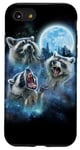 Coque pour iPhone SE (2020) / 7 / 8 Cosmic Raccoon Trio hurlant sous la galaxie glacée au clair de lune