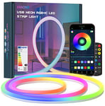 CHACOKO 2M RGB avec IC Neon Ruban LED, Effet Arc-en-Ciel, 84 LED par Mètre, 420 LED, USB Bande LED Chambre Étanche IP65 Silicone, APP et Télécommande, Mode Musique, Pour Maison, Chambre, Jardin, Fête