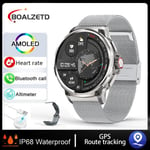 Uusi 1,85 Tuuman Ultra Hd Bluetooth Call Smart Watch Miesten Sport Fitness Track -Sykemittari 710 Mah Älykello Huawei Xiaomille_Sliver mesh_710mAh Battery