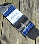 3 PAIRS : CALVIN KLEIN UK 6.5-11 Cotton Black Grey MENS Logo SOCKS CK11