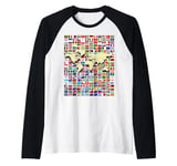 252 Flags,World Flags,World map with flags. Raglan Baseball Tee