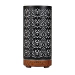 Humidificateur d'air à ultrasons avec lumières LED,diffuseur d'arômes,parfum d'art en fer,motif de fleurs d'anni creuses,décorations pour la maison,2023 - Type D-deep wood grain-EU