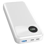 Batterie Externe 20000mAh Power Bank – A ADDTOP 22,5W Chargeur Portable PD3.0 QC4.0 USB C in & Out Portable Batterie Externe avec 3 Sorties Charge Rapide Compatible avec Téléphone Tablette Blanc