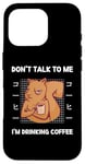 Coque pour iPhone 16 Pro Squirrel Don't Talk To Me I'm Drinking Coffee Style japonais