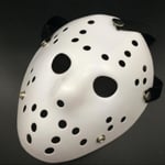 Jason Voorhees Fredag den 13:e Skräckig Uthålad Mask Cosplay Kostym Halloweenfest Maskerad Horrorrekvisita All White