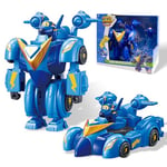 Super Wings Super Robot Suit Jerome, Personnage Transformable de 18 cm Environ, Costume de Robot 2 en 1 et Super Voiture, Jouet Enfant 3 4 5 6 7 8 9 10 Ans Garcon Fille, Bleu