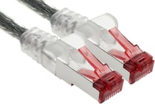 1x 30m câble patch CAT6 S/FTP PIMF blindage câble réseau CAT.6 RJ45 câble Ethernet routeur LAN DSL commutateur modem panneau de brassage - transparent - 1 pièce