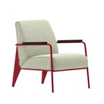 Vitra - Fauteuil de Salon, Base Japanese Red, Dark Oak, Fabric Cat. F100 Nubia Col. 03 Cream/Sand - Fåtöljer - Jean Prouvé - Beige - Metall/Trä/Skum