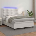 Sommier � lattes de lit avec matelas et LED Blanc 140x190 cm