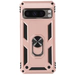 Case for Google Pixel 8 Pro, Hybrid Shockproof with Magnetic Ring Stand, Pink