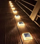 Lacasa Solar Decking Lights Outdoor Garden, 8 Pack 30LM Solar Powered Step Lights, IP68 Waterproof LED Dock Lights Auto ON/Off Light up All Night for Stairs Driveway Pathway Lighting, Warm White 2700K