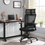 Songmics - Fauteuil de bureau en toile, Chaise ergonomique, Siège pivotant, avec cintre pour manteau, dossier inclinable jusqu'à 110°, hauteur