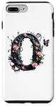 Coque pour iPhone 7 Plus/8 Plus Letter O Initial Floral Monogram Rose Pink Flower Butterfly