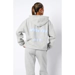 Dam Vit Fox Hoodies Träningsoverall Tryckt Sweatshirt Toppar Joggers Byxor Set Sport Jogger Streetwear Ljusgrå Light grey S