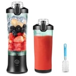 600ml Portable Blender USB Rechargeable, TOPESCT Waterproof Personal Blender for Shakes and Smoothies, 270W Strong Cutting Power with 6pcs 3D Blades for Travel, Office & Sports (Black)