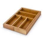 Relaxdays 10016742 Range-Couverts organiseur de Tiroir de Cuisine en bois HxlxP : 5 x 48 x 46 cm Extensible en bambou