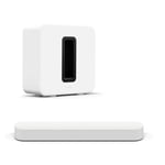 Sonos - Beam Black (Gen2) & Sonos - Subwoofer (Gen3) - White Edition - Bundle