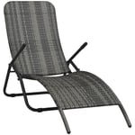 Chaise longue pliable Résine tressée Gris