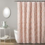 Lush Decor Rideau de Douche à Volants en Diamant | Design texturé Vintage Chic de Style Ferme, Rose, Polyester, 182,9 cm de Large x 182,9 cm de Long (Lot de 1)