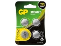 Gp Batteries Lithium Cr2025, Engångsbatteri, Cr2025, Lithium-Manganese Dioxide (Limno2), 3 V, 4 Styck, 165 Mah