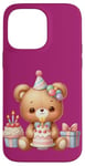 Coque pour iPhone 14 Pro Max Birthday Wishes Ours en peluche marron pour fille ou garçon