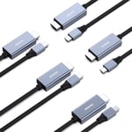 BENFEI câbles USB C vers HDMI de 1.8 mètres Lot de 5[4K@60Hz, coque en aluminium nylon tressé], câble USB C vers HDMI, compatible pour iPhone 16 Pro Max 15,MacBook Pro/Air/iPad Pro 2023/2022/2021/2020