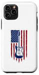 Coque pour iPhone 11 Pro Drapeau américain guitare électrique drapeau américain pour guitariste drapeau USA