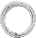 SKT MAK50003 Câble coaxial de Modem ou d'antenne satellite 5 m Fiche F plaqué Or Triple Blindage Blanc