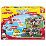 Educa - Superpack Mickey & Friends, Pack de Jeux de Table Infatiles, Domino, Identic et 2 Puzzles Mickey et Ses Amis à partir de 3 Ans (19099)