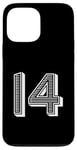 Coque pour iPhone 13 Pro Max Numéro 14 pour uniforme d'équipe sportive ou événements numéro quatorze