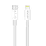 Jellico B1 Kestävä-Pehmeä iPhone & iPad USB-C to Lightning Datakaapeli & Fast PD 20W Latausjohto 1m Valkoinen