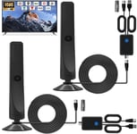 Lot de 2 antennes TV d'intérieur HDTV numériques pour Smart TV - Antenne TV d'intérieur portable avec portée de 242 km - Canal de gain de 25 dB - Amplificateur de signal puissant pour caravane