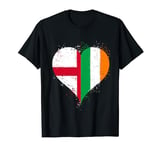 Half English Half Irish A Cool Vintage Flag in Love Heart T-Shirt