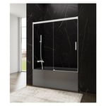 Paroi de douche baignoire basic blanc fixe + coulissant Mesure d'installation: 165-170 cm