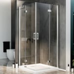 Cabine de Douche 100x100 CM H190 Transparent avec Easyclean mod. Flip Porte + Porte Ouverture Pivotante