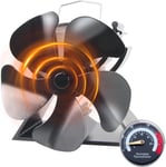 Ventilateur de poêle à bois alimenté par la chaleur à 5 pales en aluminium silencieux et économique pour brûleur à bois avec thermomètre