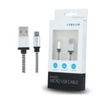 Braided MicroUSB Data SYNC Kabel Forever - 100cm White