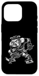 Coque pour iPhone 16 Pro Dessin animé cool de joueur de hockey Bulldog