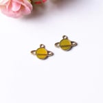 WANM 10Pcs 12X16Mm Gold Plated Enamel Saturn Charm For Jewelry Making Fashion Charm Earring Pendant Necklace Charms