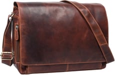 Sac Messenger Vintage en Cuir | Sac à Bandoulière Hommes Femmes | Sacoche Laptop 15 Pouces pour Bureau, Université, Travail | Sac en Cuir Véritable