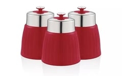 Swan Retro Tea Coffee and Sugar Canisters Set, Kitchen Storage, Red - SWKA1024RN