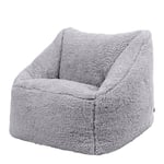 icon Kids Teddy Bear Bean Bag Chair, Grey, Large Bean Bag Chairs for Kids, Borg Sherpa Berber Fleece Kids Bean Bags, Faux Sheepskin Fluffy Bean Bags, Nursery Decor Bedroom Accessories Fluffy Chair