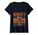 Womens Retro Motif Worlds Best Security System Installer V-Neck T-Shirt