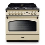 Rangemaster CLAS90FXDFFCR/B 90cm Classic FX 90 Dual Fuel Cream Range Cooker With Brass Trim